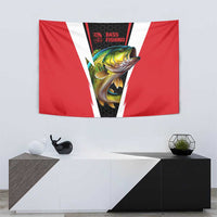 Bass Fishing Personalized Tapestry Bold Red and Black Lightning Pattern and Honeycomb Background - Wonder Print Shop