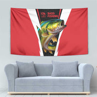 Bass Fishing Personalized Tapestry Bold Red and Black Lightning Pattern and Honeycomb Background - Wonder Print Shop