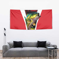 Bass Fishing Personalized Tapestry Bold Red and Black Lightning Pattern and Honeycomb Background - Wonder Print Shop