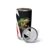 Bass Fishing Personalized Tumbler Cup Bold Red and Black Lightning Pattern and Honeycomb Background - Wonder Print Shop