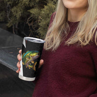 Bass Fishing Personalized Tumbler Cup Bold Red and Black Lightning Pattern and Honeycomb Background - Wonder Print Shop