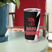 Bass Fishing Personalized Tumbler Cup Bold Red and Black Lightning Pattern and Honeycomb Background - Wonder Print Shop
