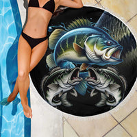 Largemouth Bass Fishing Scale Customize Name Beach Blanket Aggressive Bass Scaled Texture and Black Sporty - Wonder Print Shop