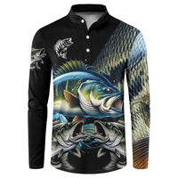 Largemouth Bass Fishing Scale Customize Name Button Sweatshirt Aggressive Bass Scaled Texture and Black Sporty - Wonder Print Shop