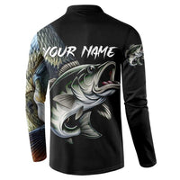 Largemouth Bass Fishing Scale Customize Name Button Sweatshirt Aggressive Bass Scaled Texture and Black Sporty - Wonder Print Shop