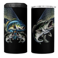 Largemouth Bass Fishing Scale Customize Name 4 in 1 Can Cooler Tumbler Aggressive Bass Scaled Texture and Black Sporty - Wonder Print Shop