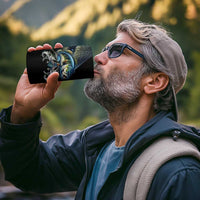 Largemouth Bass Fishing Scale Customize Name 4 in 1 Can Cooler Tumbler Aggressive Bass Scaled Texture and Black Sporty - Wonder Print Shop