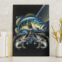 Largemouth Bass Fishing Scale Customize Name Canvas Wall Art Aggressive Bass Scaled Texture and Black Sporty - Wonder Print Shop