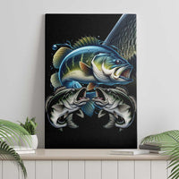 Largemouth Bass Fishing Scale Customize Name Canvas Wall Art Aggressive Bass Scaled Texture and Black Sporty - Wonder Print Shop