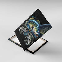 Largemouth Bass Fishing Scale Customize Name Canvas Wall Art Aggressive Bass Scaled Texture and Black Sporty - Wonder Print Shop