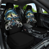 Largemouth Bass Fishing Scale Customize Name Car Seat Cover Aggressive Bass Scaled Texture and Black Sporty - Wonder Print Shop