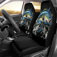 Largemouth Bass Fishing Scale Customize Name Car Seat Cover Aggressive Bass Scaled Texture and Black Sporty - Wonder Print Shop