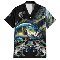 Largemouth Bass Fishing Scale Customize Name Family Matching Off Shoulder Maxi Dress and Hawaiian Shirt Aggressive Bass Scaled Texture and Black Sporty - Wonder Print Shop