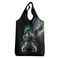 Largemouth Bass Fishing Scale Customize Name Grocery Bag Aggressive Bass Scaled Texture and Black Sporty - Wonder Print Shop
