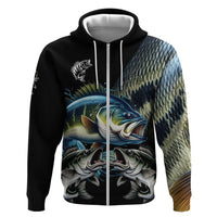 Largemouth Bass Fishing Scale Customize Name Hoodie Aggressive Bass Scaled Texture and Black Sporty - Wonder Print Shop