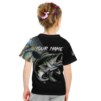 Largemouth Bass Fishing Scale Customize Name Kid T Shirt Aggressive Bass Scaled Texture and Black Sporty - Wonder Print Shop