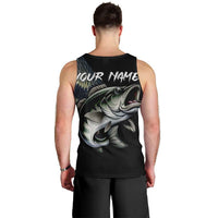 Largemouth Bass Fishing Scale Customize Name Men Tank Top Aggressive Bass Scaled Texture and Black Sporty - Wonder Print Shop