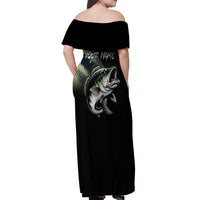 Largemouth Bass Fishing Scale Customize Name Off Shoulder Maxi Dress Aggressive Bass Scaled Texture and Black Sporty - Wonder Print Shop