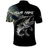 Largemouth Bass Fishing Scale Customize Name Polo Shirt Aggressive Bass Scaled Texture and Black Sporty - Wonder Print Shop