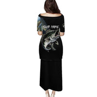 Largemouth Bass Fishing Scale Customize Name Puletasi Aggressive Bass Scaled Texture and Black Sporty - Wonder Print Shop