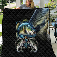 Largemouth Bass Fishing Scale Customize Name Quilt Aggressive Bass Scaled Texture and Black Sporty - Wonder Print Shop
