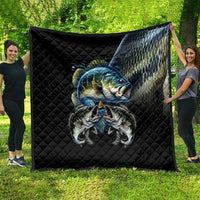 Largemouth Bass Fishing Scale Customize Name Quilt Aggressive Bass Scaled Texture and Black Sporty - Wonder Print Shop