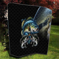 Largemouth Bass Fishing Scale Customize Name Quilt Aggressive Bass Scaled Texture and Black Sporty - Wonder Print Shop