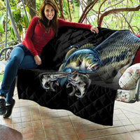 Largemouth Bass Fishing Scale Customize Name Quilt Aggressive Bass Scaled Texture and Black Sporty - Wonder Print Shop