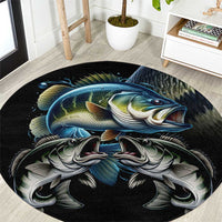 Largemouth Bass Fishing Scale Customize Name Round Carpet Aggressive Bass Scaled Texture and Black Sporty - Wonder Print Shop