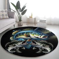 Largemouth Bass Fishing Scale Customize Name Round Carpet Aggressive Bass Scaled Texture and Black Sporty - Wonder Print Shop