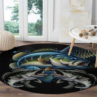 Largemouth Bass Fishing Scale Customize Name Round Carpet Aggressive Bass Scaled Texture and Black Sporty - Wonder Print Shop