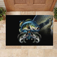 Largemouth Bass Fishing Scale Customize Name Rubber Doormat Aggressive Bass Scaled Texture and Black Sporty - Wonder Print Shop