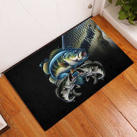 Largemouth Bass Fishing Scale Customize Name Rubber Doormat Aggressive Bass Scaled Texture and Black Sporty - Wonder Print Shop
