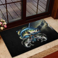 Largemouth Bass Fishing Scale Customize Name Rubber Doormat Aggressive Bass Scaled Texture and Black Sporty - Wonder Print Shop