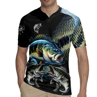 Largemouth Bass Fishing Scale Customize Name Rugby Jersey Aggressive Bass Scaled Texture and Black Sporty - Wonder Print Shop