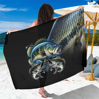 Largemouth Bass Fishing Scale Customize Name Sarong Aggressive Bass Scaled Texture and Black Sporty - Wonder Print Shop