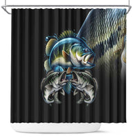 Largemouth Bass Fishing Scale Customize Name Shower Curtain Aggressive Bass Scaled Texture and Black Sporty - Wonder Print Shop