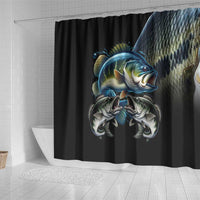 Largemouth Bass Fishing Scale Customize Name Shower Curtain Aggressive Bass Scaled Texture and Black Sporty - Wonder Print Shop