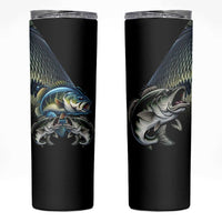 Largemouth Bass Fishing Scale Customize Name Skinny Tumbler Aggressive Bass Scaled Texture and Black Sporty - Wonder Print Shop