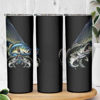 Largemouth Bass Fishing Scale Customize Name Skinny Tumbler Aggressive Bass Scaled Texture and Black Sporty - Wonder Print Shop