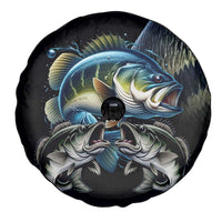 Largemouth Bass Fishing Scale Customize Name Spare Tire Cover Aggressive Bass Scaled Texture and Black Sporty - Wonder Print Shop