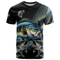 Largemouth Bass Fishing Scale Customize Name T Shirt Aggressive Bass Scaled Texture and Black Sporty - Wonder Print Shop