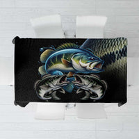 Largemouth Bass Fishing Scale Customize Name Tablecloth Aggressive Bass Scaled Texture and Black Sporty - Wonder Print Shop