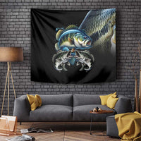 Largemouth Bass Fishing Scale Customize Name Tapestry Aggressive Bass Scaled Texture and Black Sporty - Wonder Print Shop