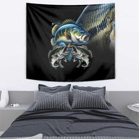Largemouth Bass Fishing Scale Customize Name Tapestry Aggressive Bass Scaled Texture and Black Sporty - Wonder Print Shop