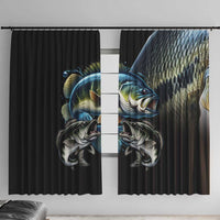 Largemouth Bass Fishing Scale Customize Name Window Curtain Aggressive Bass Scaled Texture and Black Sporty - Wonder Print Shop