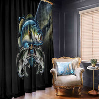 Largemouth Bass Fishing Scale Customize Name Window Curtain Aggressive Bass Scaled Texture and Black Sporty - Wonder Print Shop