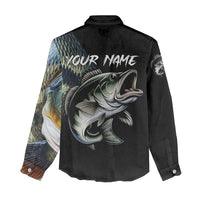 Largemouth Bass Fishing Scale Customize Name Women Casual Shirt Aggressive Bass Scaled Texture and Black Sporty - Wonder Print Shop