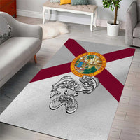 Florida State Flag Fishing Area Rug Hook and Fish Sketch Graphic in Red and White Design - Wonder Print Shop
