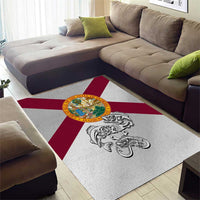 Florida State Flag Fishing Area Rug Hook and Fish Sketch Graphic in Red and White Design - Wonder Print Shop